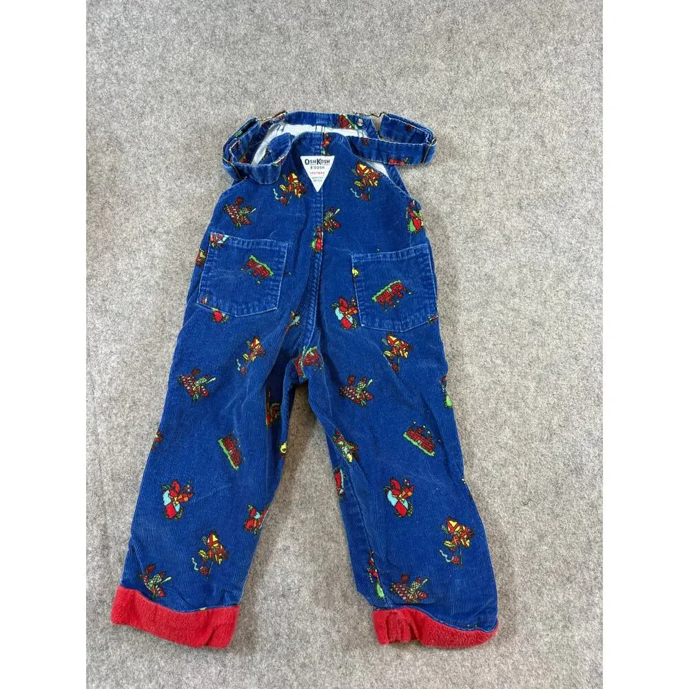 Vintage 80s OshKosh B'gosh Corduroy Overalls Pants Kids 3T Cute Cotton AOP USA